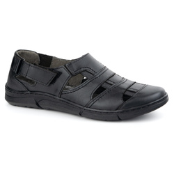 Buty męskie skórzane 54KZ czarne lekkie przewiewne na lato