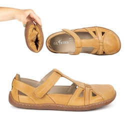 Buty damskie BAREFOOT Ultralekkie półsandały Olivier 1285 na rzep rude