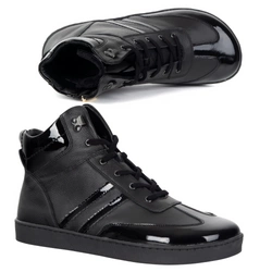 Skórzane buty BAREFOOT damskie zimowe 201MP ocieplane z naturalnej skóry czarne