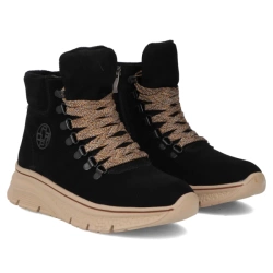 Damskie botki skórzane DBT7290 BK czarny nubuk na platformie