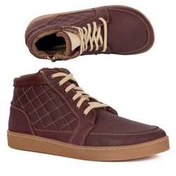 Buty damskie zimowe barefoot skórzane Z-B05 bordowe