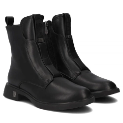 Skórzane czarne trzewiki damskie eleganckie DBT7249 BK czarne