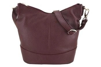 Modna skórzana torebka młodzieżowa - Bordowa