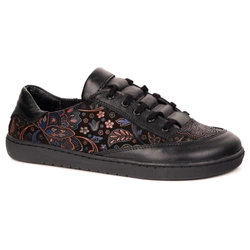 Sneakersy barefoot damskie Kaia Olivier 101MP – anatomiczne buty skórzane czarny kwiaty 