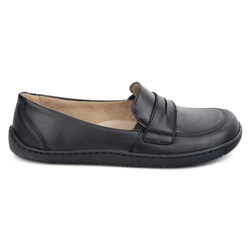 BAREFOOT Eleganckie Damskie minimalistyczne mokasyny skórzane 1280 czarne lico