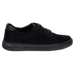 Buty męskie zamszowe skóra naturalna 7136DT czarne