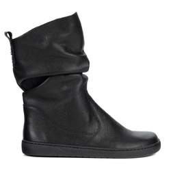 Buty Damskie botki BAREFOOT skórzane ocieplane Freja polskie czarne licowe