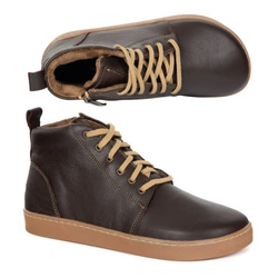 Buty damskie zimowe barefoot skórzane Z-B04 brązowe