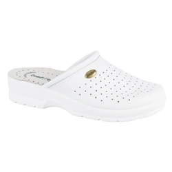 Comfooty Alessia klapki damskie skórzane anatomiczne ażurowe białe