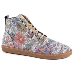 Buty damskie zimowe barefoot skórzane Z-B04 kwiaty