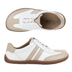 Buty BAREFOOT damskie skórzane minimalistyczne 1287 białe z beżem sneakersy
