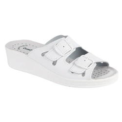 Anatomiczne medyczne klapki damskie regulowane skórzane MIA białe