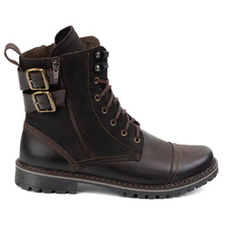 Buty męskie sztyblety militarne motocyklowe skórzane 83KZ brązowe