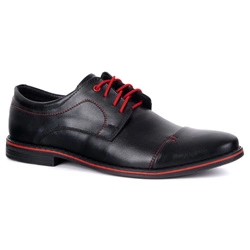 Buty męskie skórzane eleganckie 276LU czarne z czerwonym