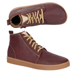 Buty damskie zimowe barefoot skórzane Z-B04 bordowe