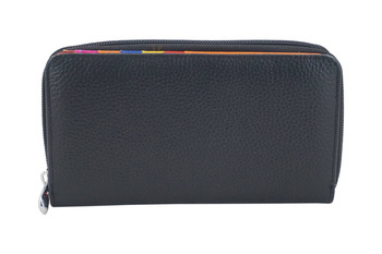 Pojemny kolorowy portfel damski skórzany - Czarny - Buty Olivier