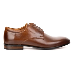 Buty męskie skórzane wizytowe Olivier 484 brązowe – klasyczne półbuty derby