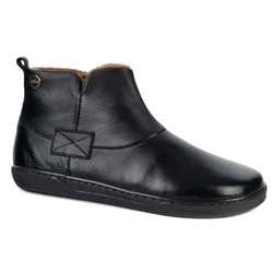 Buty damskie zimowe barefoot skórzane Z-B07 czarne licowe na zamek