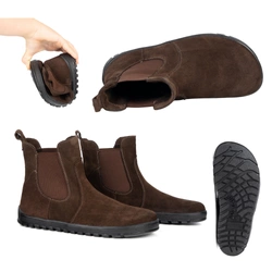 Barefoot damskie sztyblety buty zimowe Olivier 1797POL brązowe