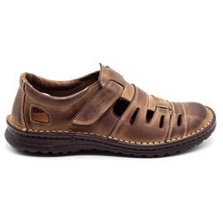 Buty męskie skórzane ażurowe 501 brązowe