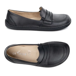 BAREFOOT Eleganckie Damskie minimalistyczne mokasyny skórzane 1280 czarne lico