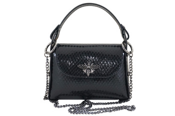 Lakierowana torebka wizytowa skórzana - Czarna