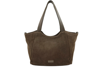 Torebka damska zamszowa typu worek - Beżowa ciemna