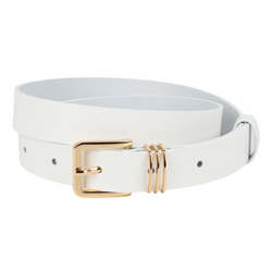 Pasek skórzany damski włoska klamra 6.25 biały