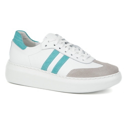 Damskie sneakersy skórzane na platformie Olivier N1068S5 białe