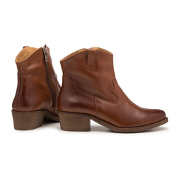 Botki damskie Butdam KW-1 skórzane kowbojki brązowe