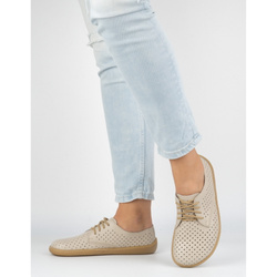 BAREFOOT Skórzane pólbuty damskie Pollonus 5-1288-024 Wanilia Verona/Perforacja