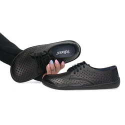 Skórzane półbuty damskie Pollonus Barefoot 5-1288-029 Czarny/Perforacja