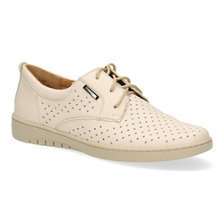 Skórzane półbuty damskie oddychające Pollonus ecru 5-1300-012