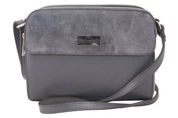 Torebka damska skórzana crossbody - Ciemnoszara