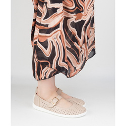 Baleriny barefoot damskie Olivier 1770POL skórzane buty z klamerką beżowe