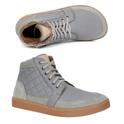 Buty damskie zimowe barefoot skórzane Z-B05 szare