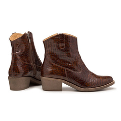 Botki damskie Butdam KW-1 skórzane kowbojki brązowe