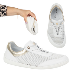 BAREFOOT Damskie buty minimalistyczne sneakersy 1772pol z siatką białe