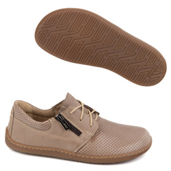 Damskie skórzane buty minimalistyczne barefoot 1244 perforowane beżowe