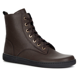 Buty damskie barefoot zimowe skórzane Olivier Liv 1303 ocieplane brązowe