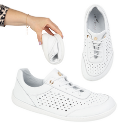 BAREFOOT Damskie minimalistyczne sneakersy 1769POL ażurowe białe