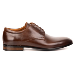 Buty męskie skórzane wizytowe Olivier 484 ciemny brąz – klasyczne półbuty derby