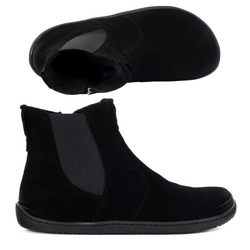 Damskie buty barefoot sztyblety z zamkiem ocieplane 1263 czarny welur