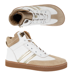 Skórzane buty BAREFOOT damskie zimowe 201MP ocieplane z naturalnej skóry białe