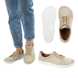 Buty damskie barefoot minimalistyczne skórzane LEN 0772W ecru