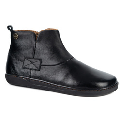 Buty damskie zimowe barefoot skórzane Z-B07 czarne licowe na zamek