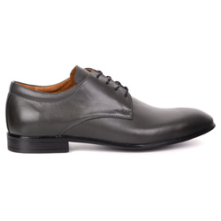Buty męskie skórzane wizytowe Olivier 484 szare – klasyczne półbuty derby