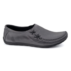 Buty męskie mokasyny skórzane wsuwane 306KZ szare