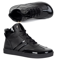 Skórzane buty BAREFOOT damskie zimowe 201MP ocieplane z naturalnej skóry czarne