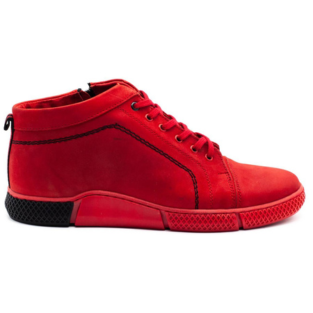 Buty męskie skórzane zimowe K28FPLB czerwone